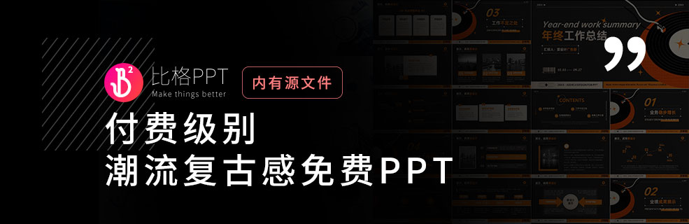 付費級別PPT：潮流復古感年終總結模板